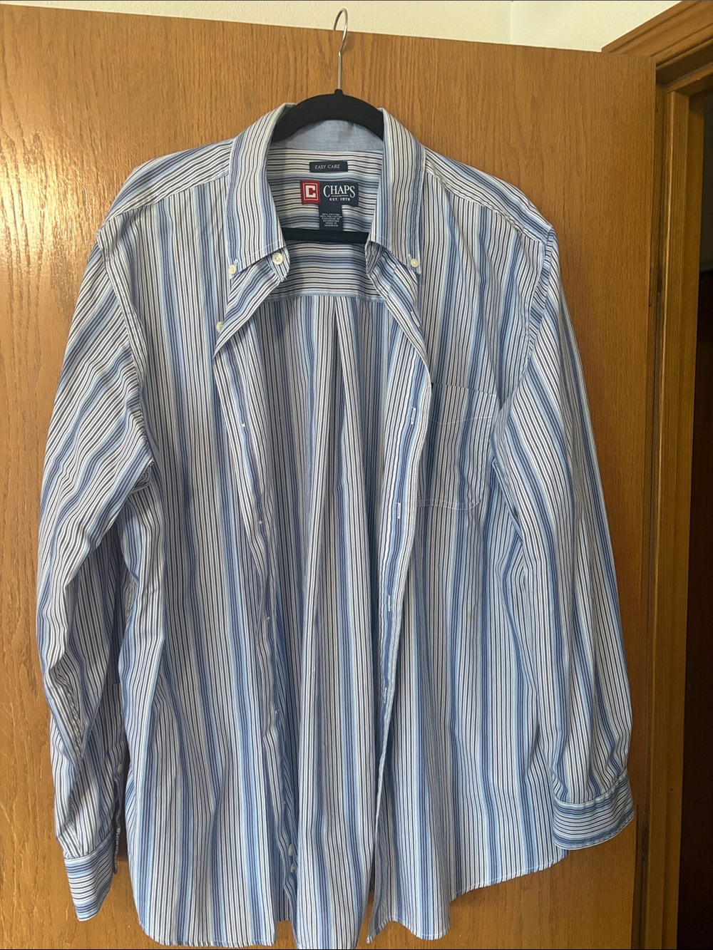 Chaps Men’s Blue and White Stripe Button-Down Shirt